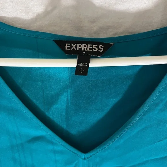 Express Women's Turquoise V-Neck Blouse - Picture 3 of 6
